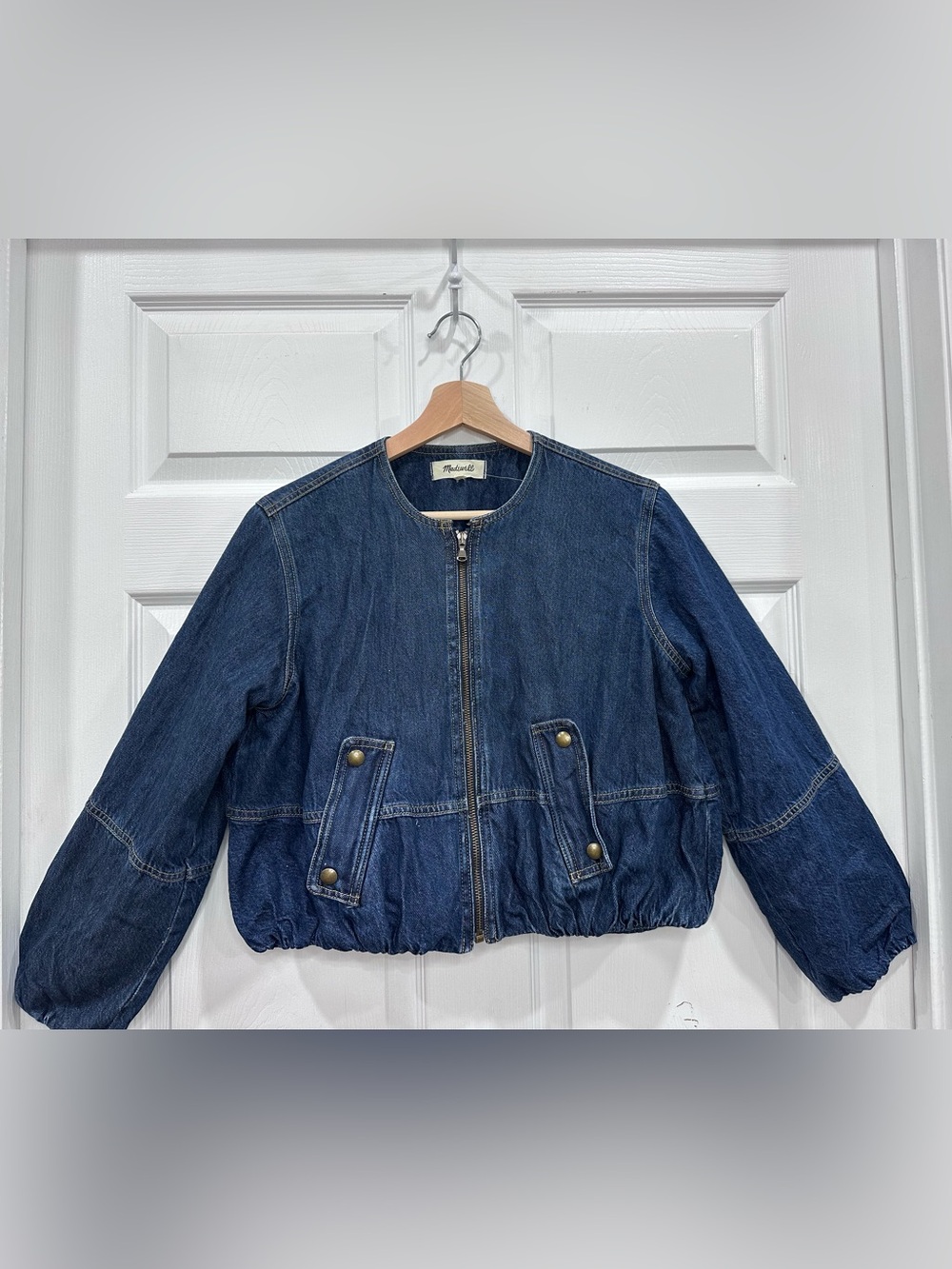 Madewell Indigo Denim Zip-Front Bomber Jacket